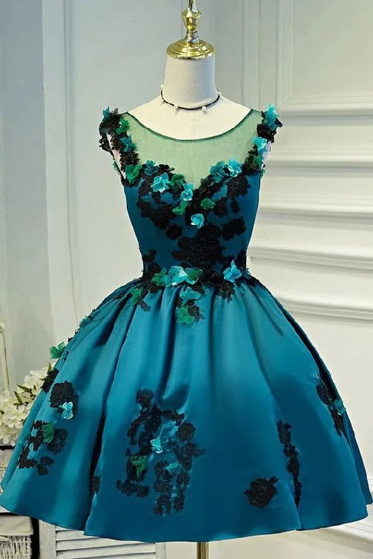 Vintage Sheer Short Party Dress,Appliques Homecoming Dress Party Dress  cg8026 Tunics Long Elegant