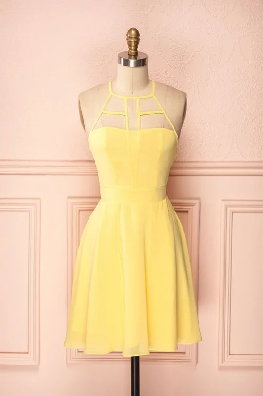 2019 Homecoming Dresses yellow short party dress cg3896 Tunics Leisure comfortable