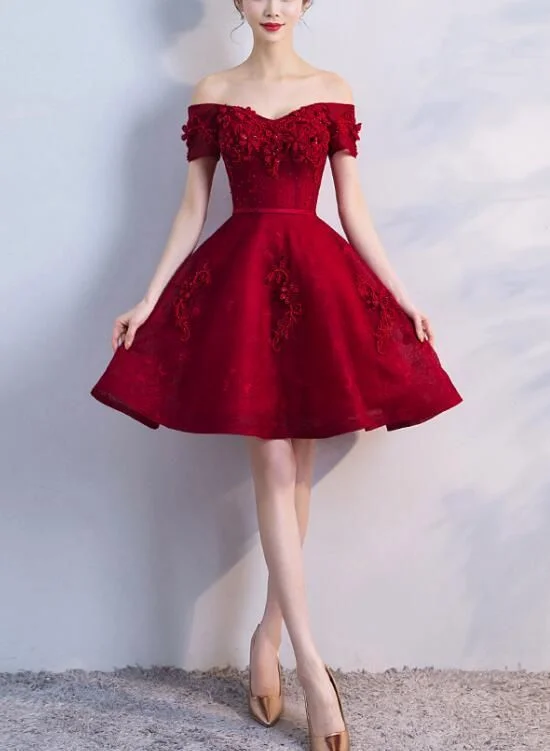 Adorable Wine Red Short Beaded Homecoming Dress, Short homecoming Dress, Graduation Party Dress cg1087 Tunics Practical durable