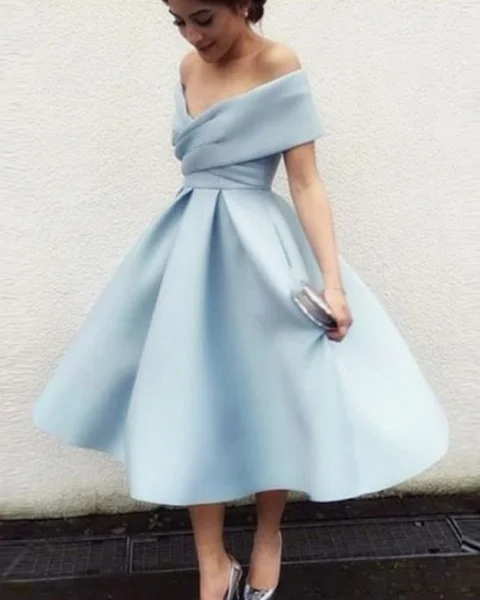 light blue homecoming dress,short dress,tea length party dress cg3821 Tunics Wedding white