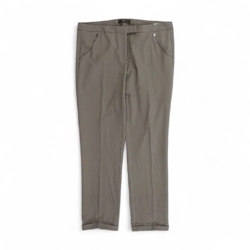 Gray Solid Dress Pants Warm Wool Trousers