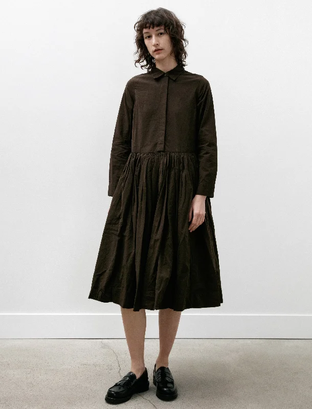 Helayane Rouch Dress Paper Cotton Dark Brown Tunics Short Trendy