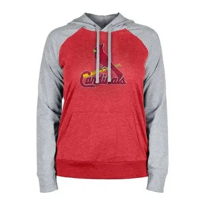 MLB St. Louis Cardinals Women's Lightweight Bi-Blend Hooded Sweatshirt - M Hoodie with Rolled Sleeves Casual Relaxed