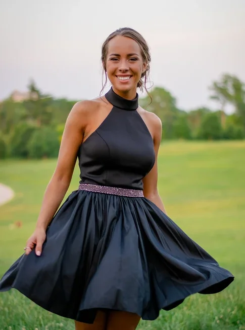 CUTE HALTER BLACK LONG PARTY DRESS BACKLESS HOMECOMING DRESS cg4870 Tunics Running lightweight