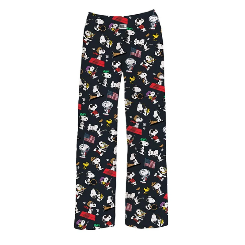 Brief Insanity : Snoopy Through the Years Lounge Pants - Black Trendy High-Waist Trousers