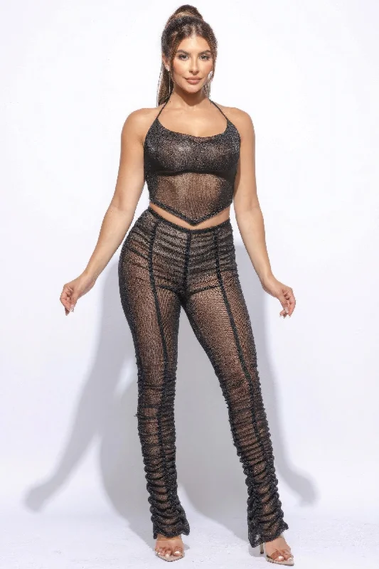 Halter Top Ruched Pants Set Lightweight Jogger Pants