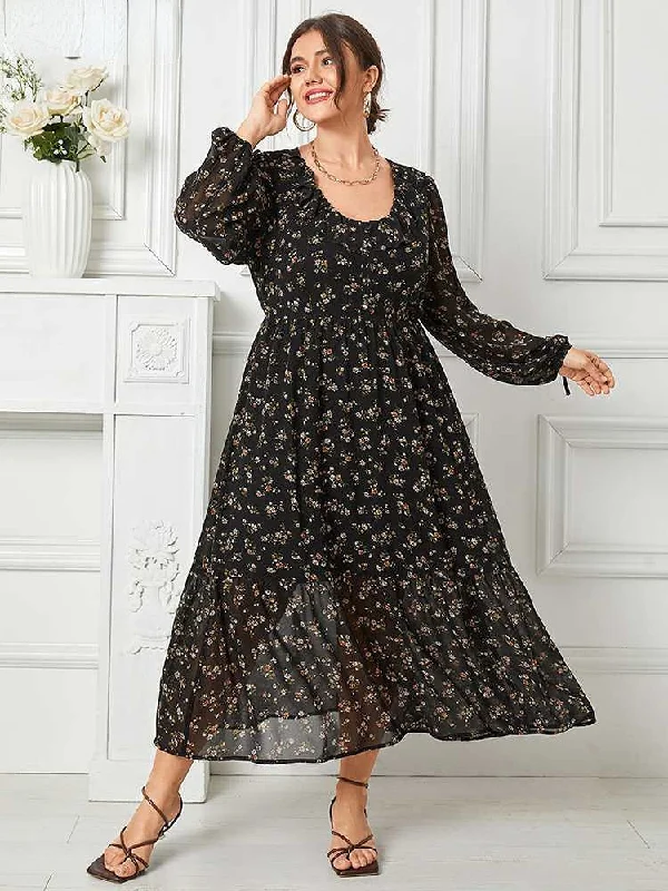 JuliaFashion - 2024 Ruffle Trim Floral Print Vestidos Party Dresses Tunics Solid Classic