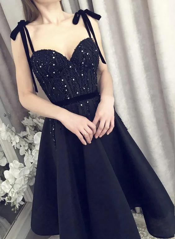 black short party dress, homecoming dress  cg7771 Tunics Polka dots