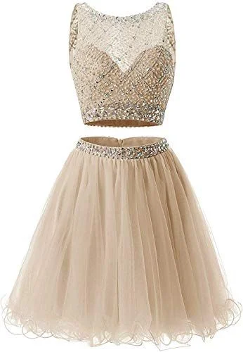 Short Homecoming Dresses Juniors Two Piece Dress Short A line Tulle Beaded Sequins Party Dresses  cg3927 Tunics Trousers formal