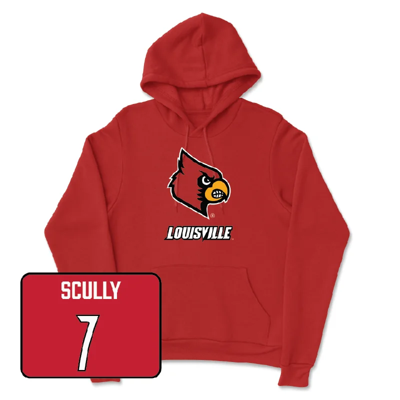 Red Women's Lacrosse Louie Hoodie - Abby Scully Hoodie with Hem Applique Textured Unique