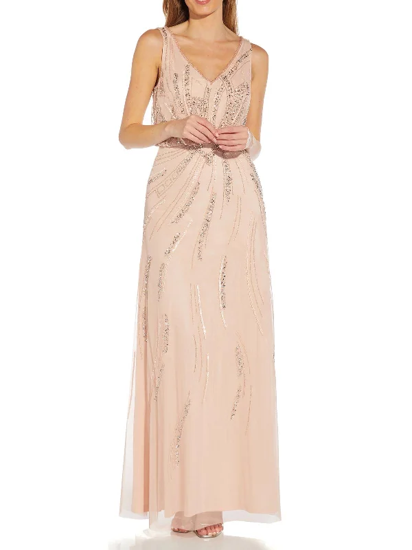 Plus Womens Embellished Prom Evening Dress Tunics Leisure comfortable