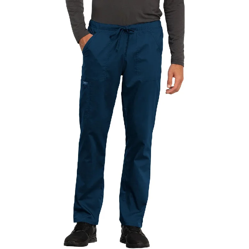 Cherokee Unisex Navy 4-Pocket Tapered Leg Drawstring Pant Comfortable Denim Pants