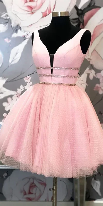 Princess Short Party Dress Pink Tulle Homecoming Dress cg5188 Tunics Cozy comfortable