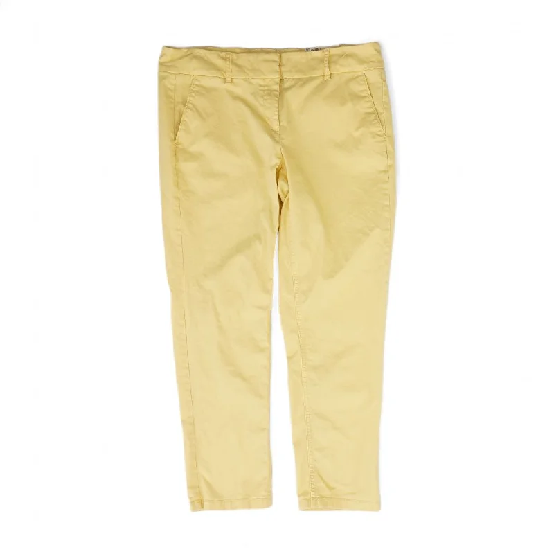Yellow Solid Chino Pants Trendy High-Waist Trousers