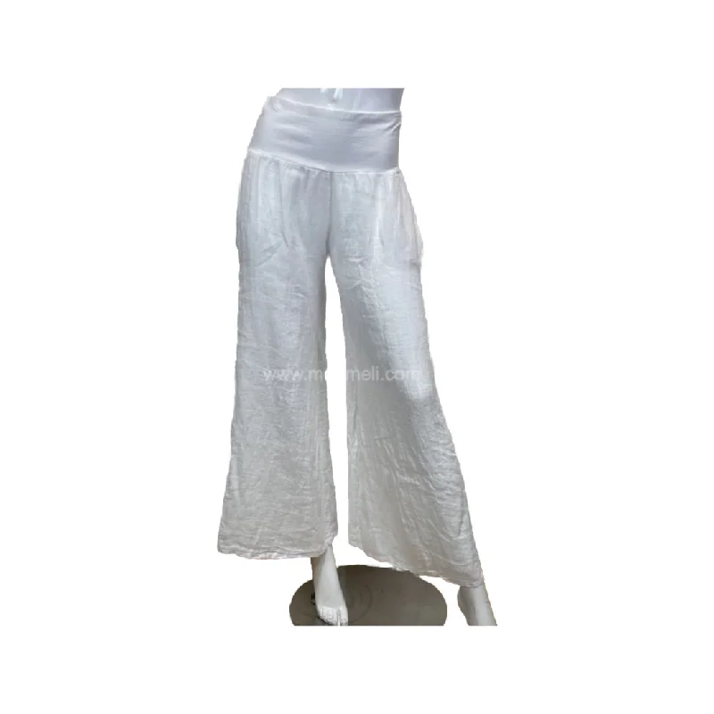 D2553 - Linen Wide Leg Pants Relaxed Lounge Trousers