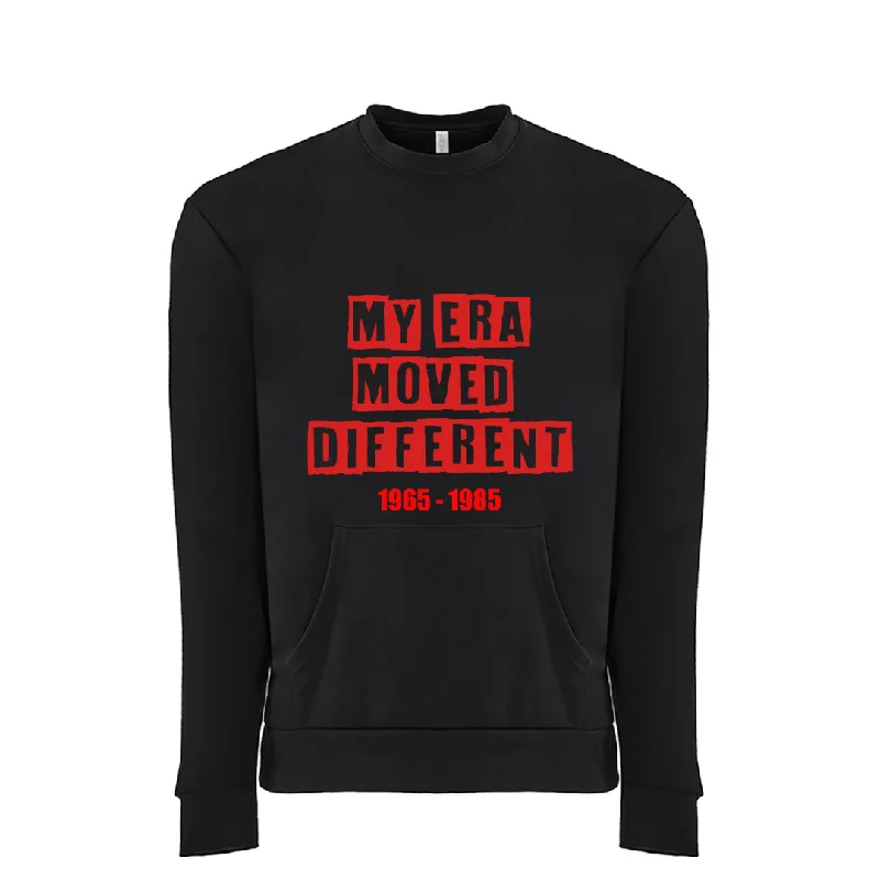 My Era Moved Different Front Pocket Sweatshirt (Unisex) Hoodie with Applique Textured Unique