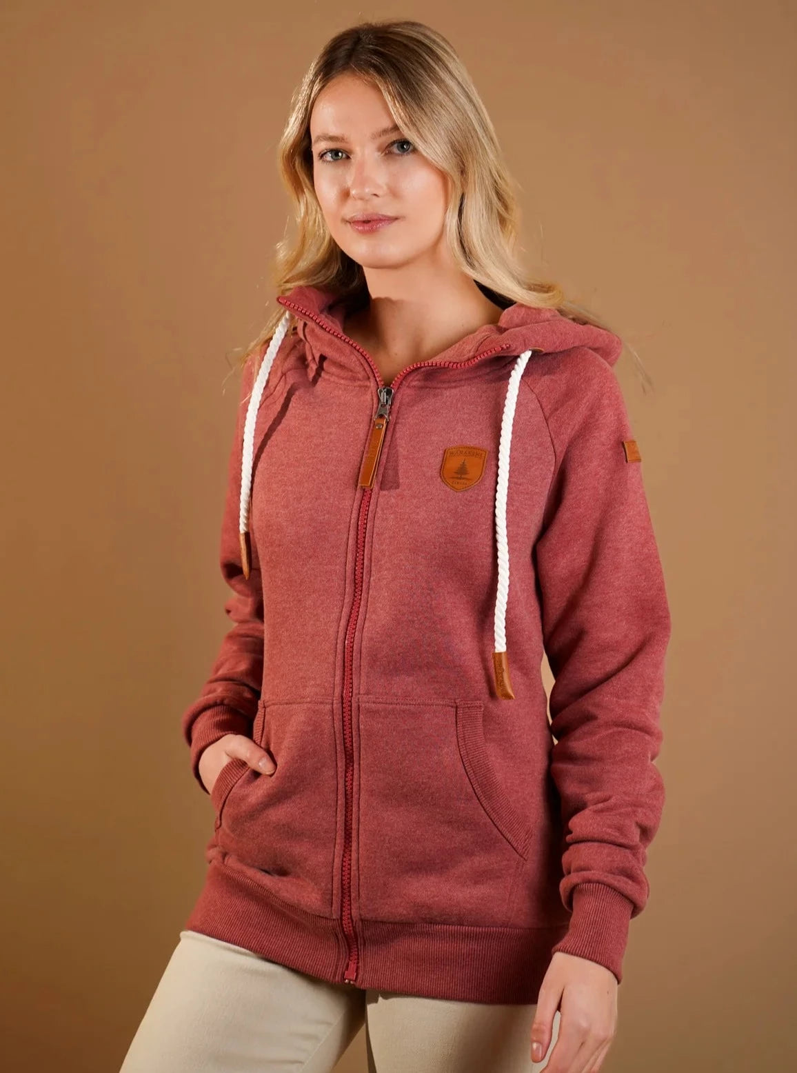 Hera Full Zip Hoodie [Berry-703] Hoodie with Logo Branding Identity