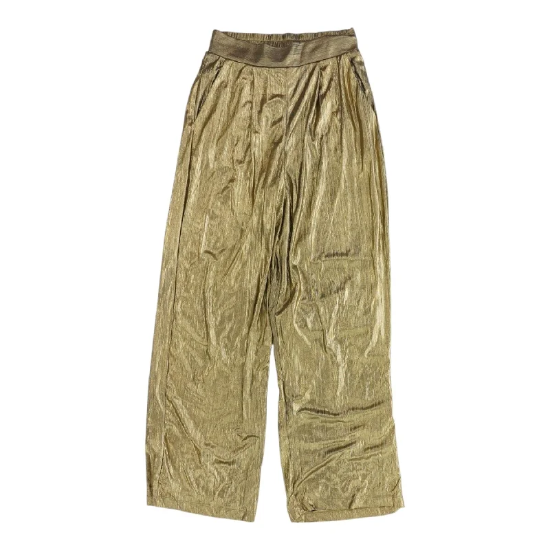 Gold Solid Pants Trendy Velvet Pants