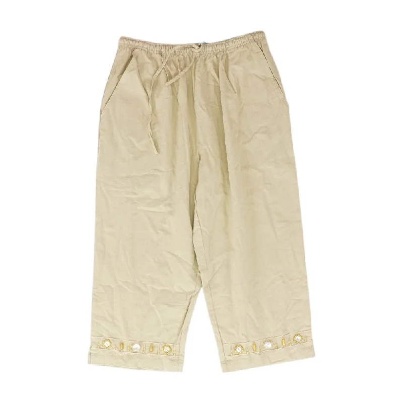 Beige Solid Pants Soft Wool Pants