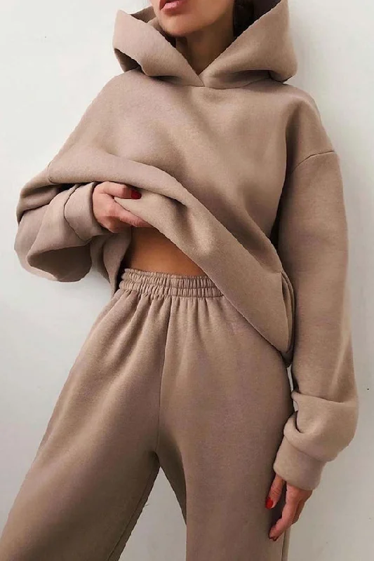HOODIE AND LONG PANTS TWO-PIECE SETS Wide-Legged Palazzos