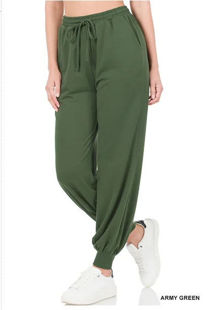 PLUS FRENCH TERRY JOGGER PANTS WITH POCKETS High-Waist Jogger Pants