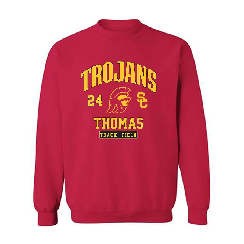 USC - NCAA Women's Track & Field (Outdoor) : Max Thomas - Crewneck Sweatshirt Classic Fashion Shersey Hoodie with Snap Buttons Easy Quick