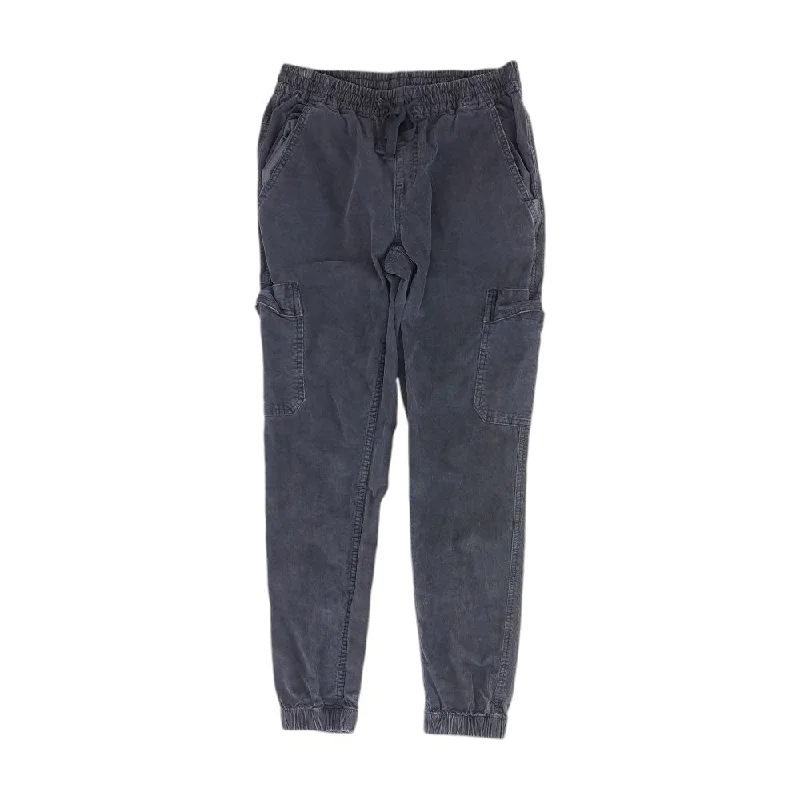 Navy Solid Cargo Pants Comfortable Fleece Pants