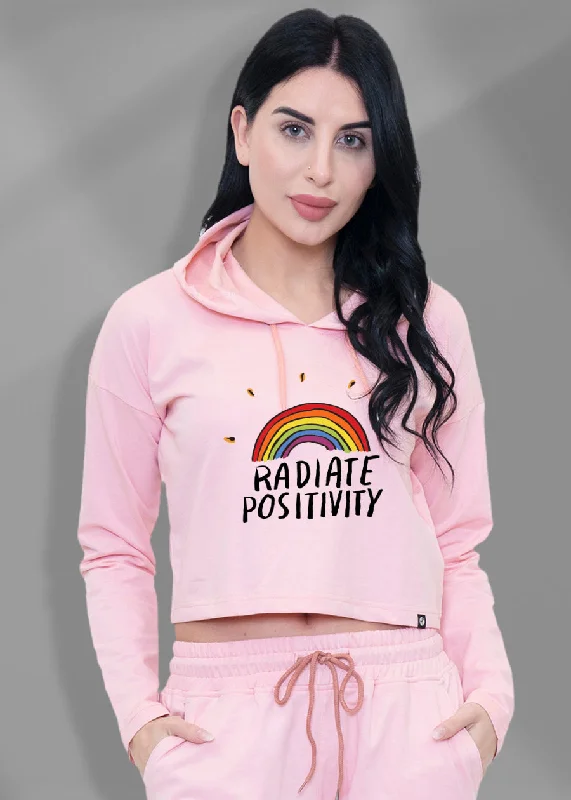 Radiate Positivity Millenial Pink Cropped Hoodie Women | Pronk Hoodie Crop Top Short Trendy