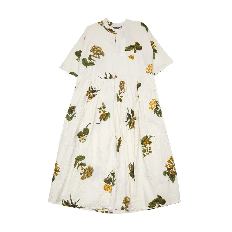 Pas de Calais Botanical Print Dress in Ivory Tunics Vintage classic