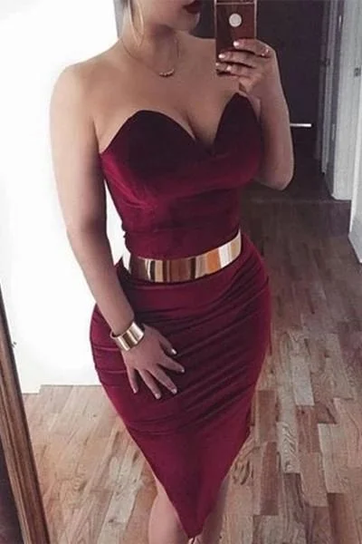 Sexy Burgundy Mermaid Short Homecoming Dresses Party Dress  cg4449 Tunics Stylish modern