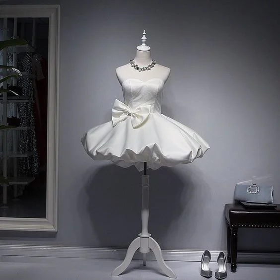 White Homecoming Dress,Short Mini Party Dress,Ball Gowns Party Dress,Bow Cocktail Dress  cg7059 Tunics Trousers formal