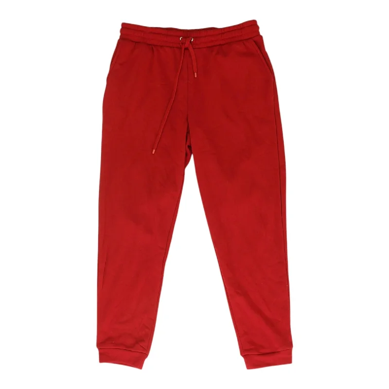Red Solid Joggers Pants Elegant Wool Trousers