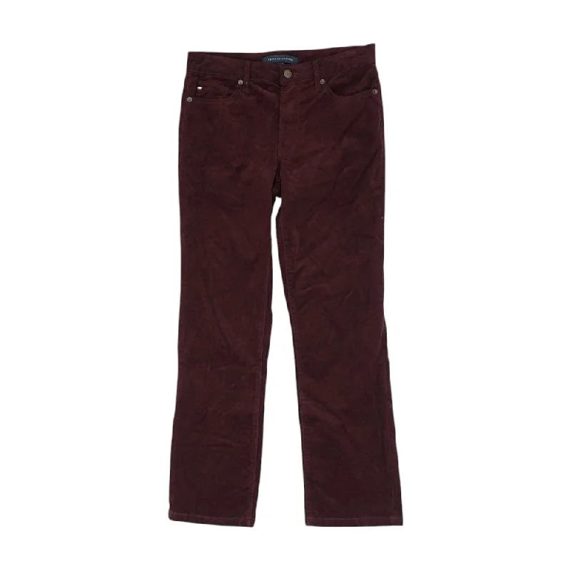 Burgundy Solid Five Pocket Pants Stretch Fit Pants