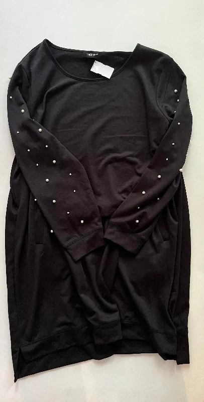 Black Dress Casual Midi Clothes Mentor, Size 2x Boat Neckline Classic