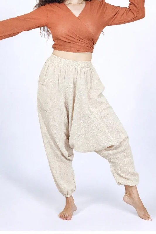 Unisex Organic Cotton Harem Pants - Free Size High-Waist Trousers