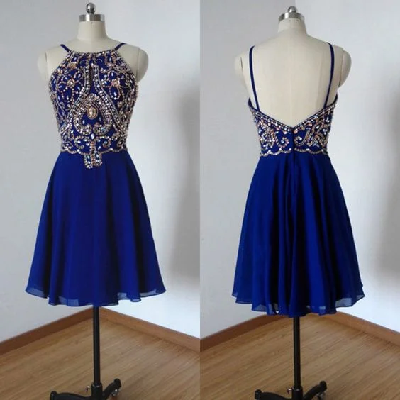 Open Back Homecoming Dresses Royal Blue Rhinesstone Aline Short Dress Party Dress  cg2603 Tunics Sale discount