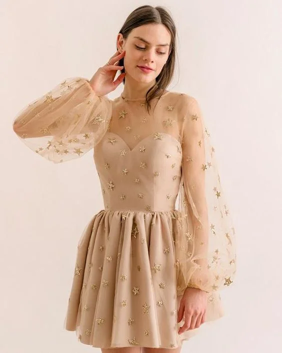 2019 Homecoming Dresses A Line fashion gold party dress cg3682 Tunics Exclusive limited