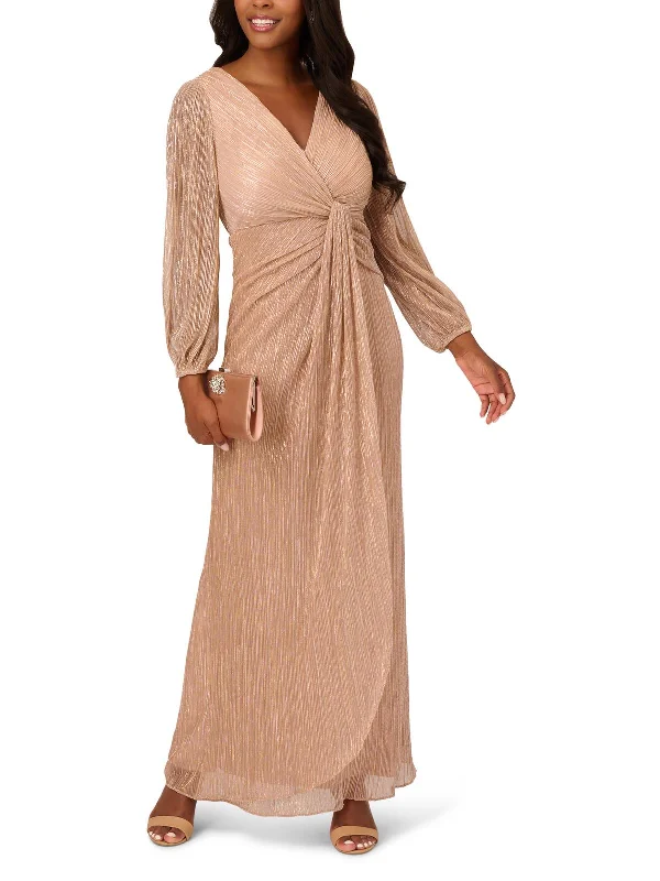 Womens Metallic Draped Evening Dress Tunics Distressed trendy