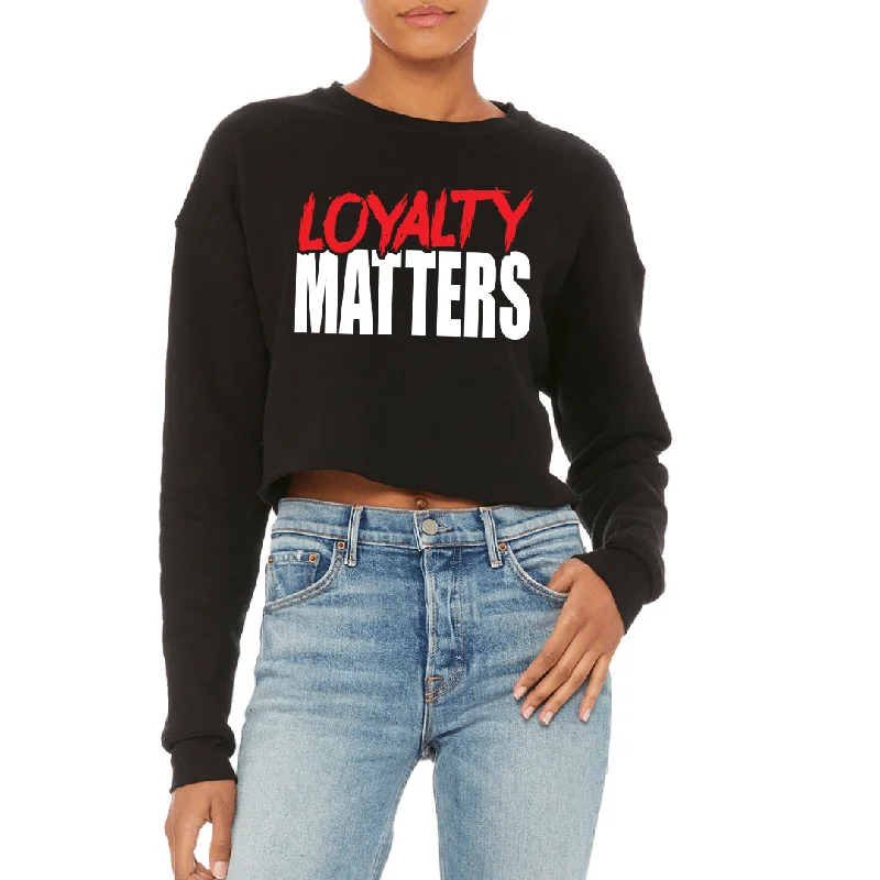 Loyalty Women's Cropped Sweatshirt Hoodie with Embroidery Detailed Premium