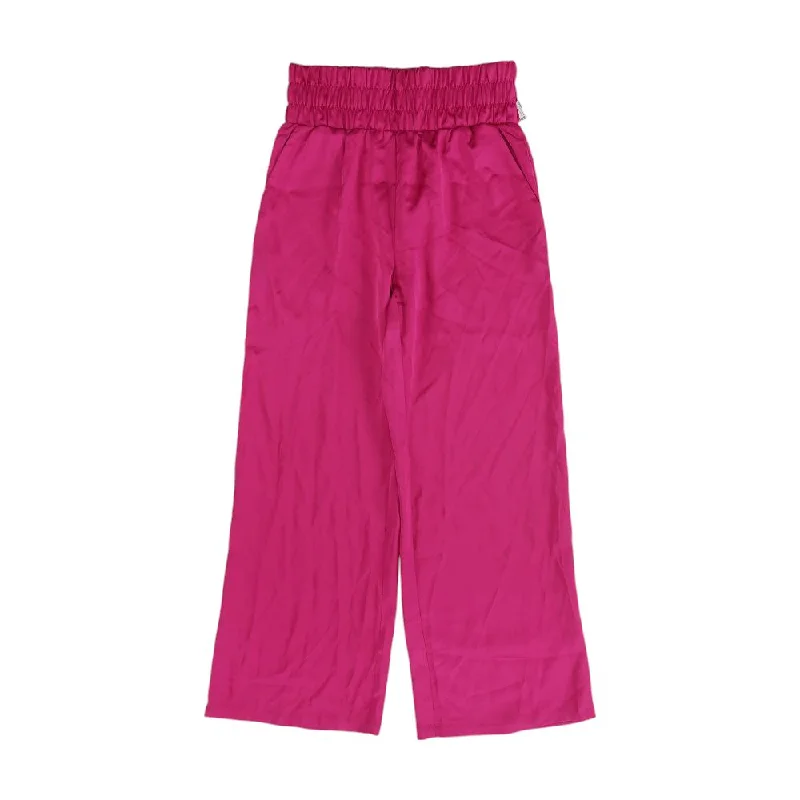 Pink Solid Pants Chic Capri Pants
