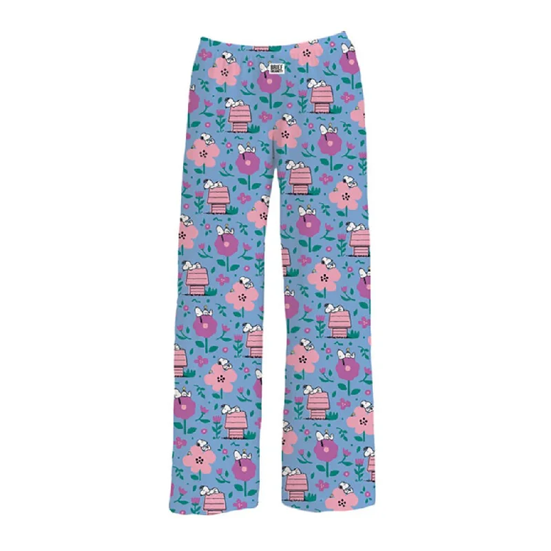 Brief Insanity : Snoopy and Spring Flowers Lounge Pants - Blue Casual Lounge Pants