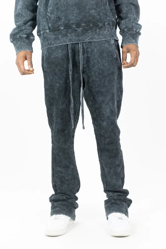 Acid Washed Fleece Stacked Pants | RINGSPUN Classic Bootcut Trousers