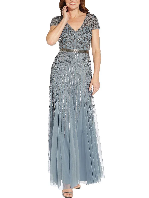Womens Sequin Beaded Evening Dress Tunics Short Trendy