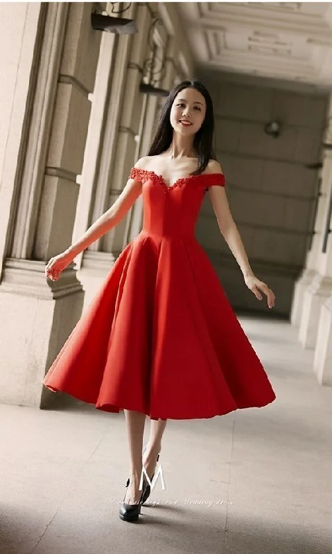 Charming Red Off Shoulder Homecoming Dress, Sexy Party Dresses, Red Graduation Dress  cg5615 Tunics Brand named