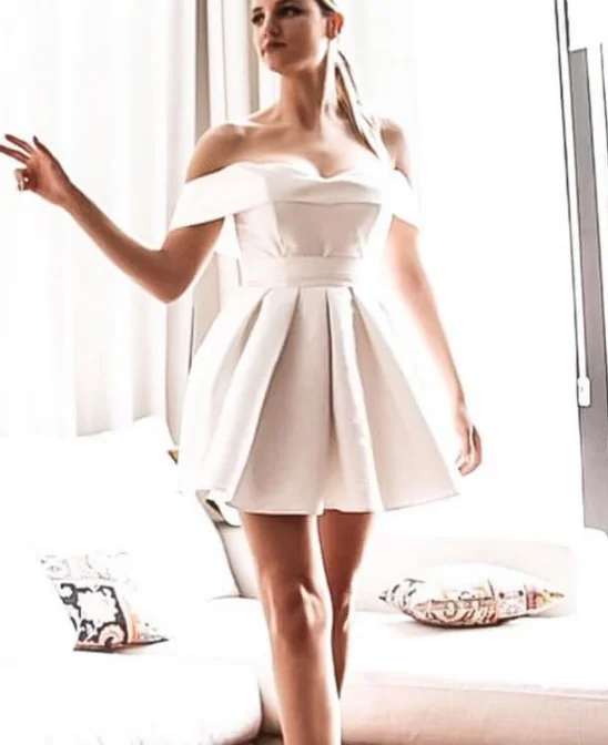 Simple cute satin short party dress, homecoming dress cg5032 A-Line Day Work
