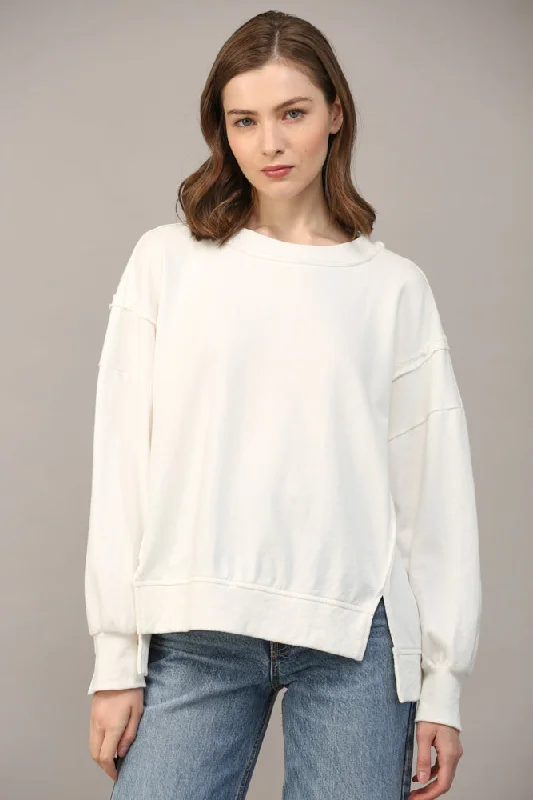 EXPOSED SEAM DETAIL OVERSIZED SWEATSHIRT by FATE Hoodie with Rhinestones Sparkly Elegant