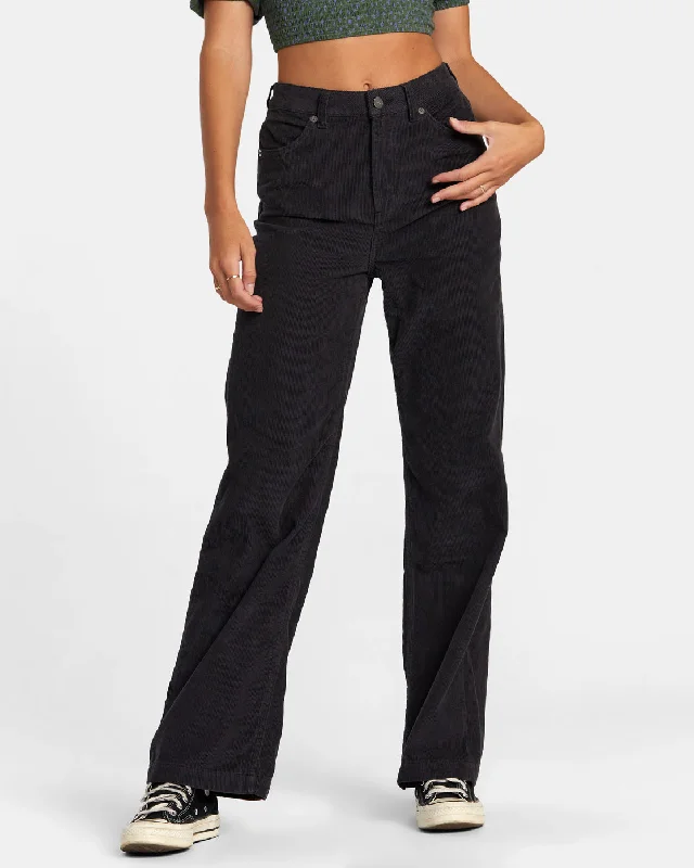 Coco Corduroy Wide Leg Pants - RVCA Black Comfortable Cargo Pants