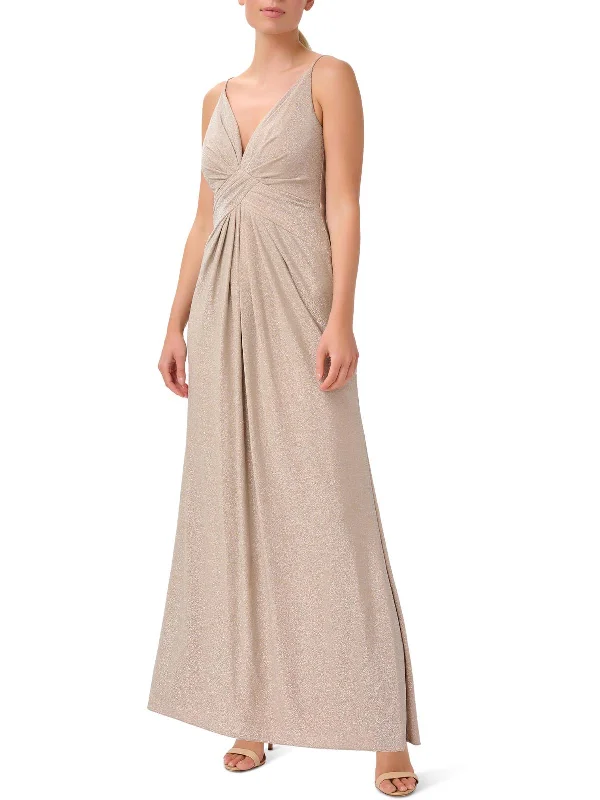 Womens Metallic Maxi Evening Dress Bodycon Club Sequined