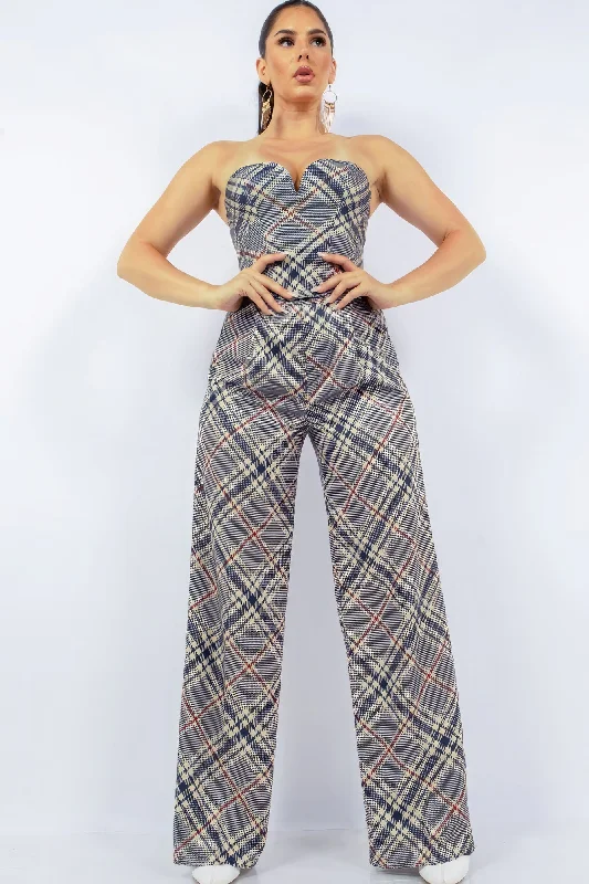 Bustier Top & Wide Pants Set Elegant Palazzo Trousers