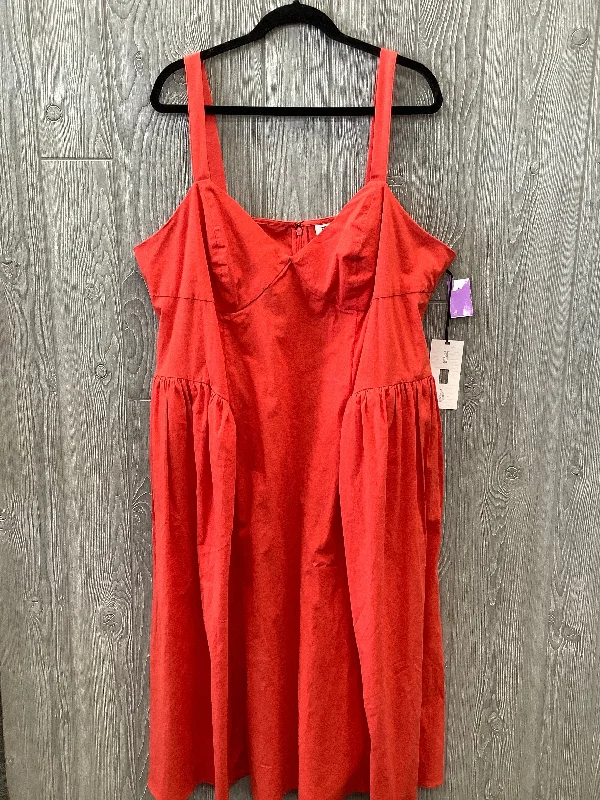 Orange Dress Casual Midi Clothes Mentor, Size 2x Cowl Neckline Elegant